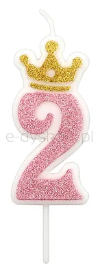 Świeczka PARTY GO, cyfra 2, 6,8cm, różowa