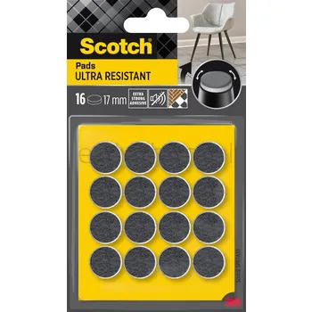 Scotch Ultra Odporne Podkładki Filcowe, Szare, ?17Mm, 16 Szt./Opak.