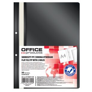 Skoroszyt Office Products, Pp, A4, 2 Otwory, 100/170Mikr., Wpinany, Czarny