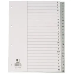 Q-Connect Przekładki  PP, A4, 230x297mm, A-Z, 20 kart, szare