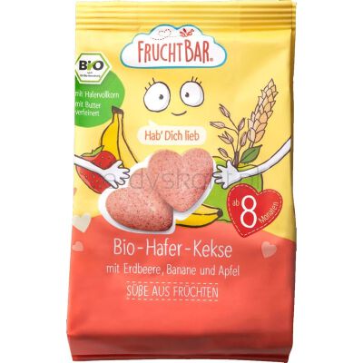Fruchtbar Ciasteczka owsiano-pszenne truskawkowo-bananowo-jabłkowe po 8 miesięcy BIO 100 g