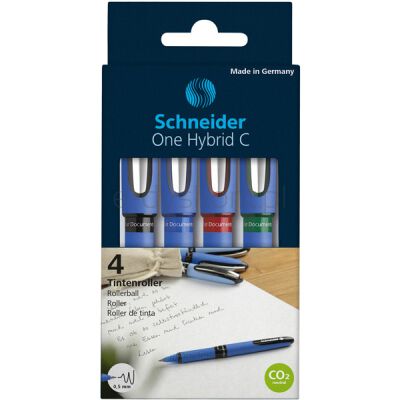 Schneider Pióro Kulkowe ONE Hybrid C 0,5 mm, 4 szt., pudełko z zawieszką, mix kolorów