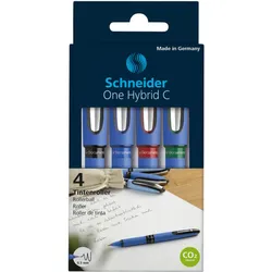 Pióro kulkowe Schneider ONE Hybrid C 0,5 mm, 4 szt., pudełko z zawieszką, mix kolorów