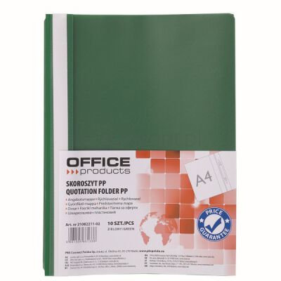Office Products Skoroszyt, 120/180 Mic, Pp, Zielony