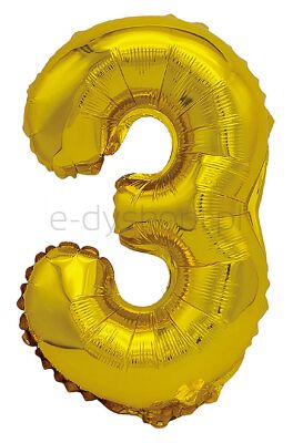 Part Go Balon foliowy cyfra 3, 80cm, złoty