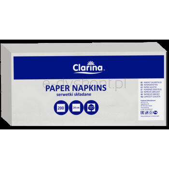 Clarina Serwetki gastronomiczne białe 24x24 200szt 1/4 dwuwarstwowe 