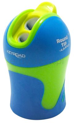 Keyroad Temperówka Colour Special, plastikowa, podwójna, z pojemnikiem, ostrzenie zaokrąglone, pakowane na displayu, mix kolorów [BIURO]