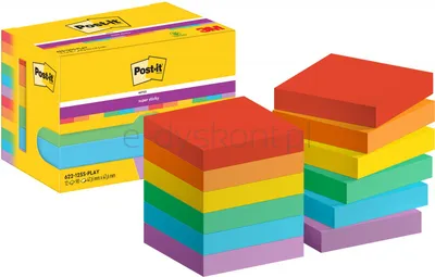 Post-It Karteczki Samoprzylepne Super Sticky, 47,6X47,6Mm, 12X90 Kart., Paleta Playful 