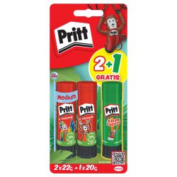 Pritt Klej w sztyfcie 2x22g + 1x20g neon, blister, mix kolorów