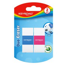 Keyroad Gumka Do Ścierania ergonomiczna, dwukolorowa, 2 szt., blister, mix kolorów