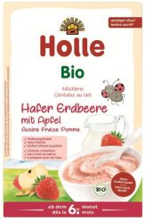 Holle Kaszka Mleczna pełnoziarnista owsiana truskawkowo-jabłkowa od 6 miesiąca życia BIO 250 g