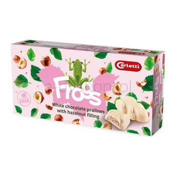 Carletti żaby w białej czekoladzie z nadzieniem z orzechów laskowych 148g