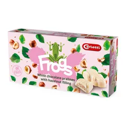 Carletti żaby w białej czekoladzie z nadzieniem z orzechów laskowych 148g