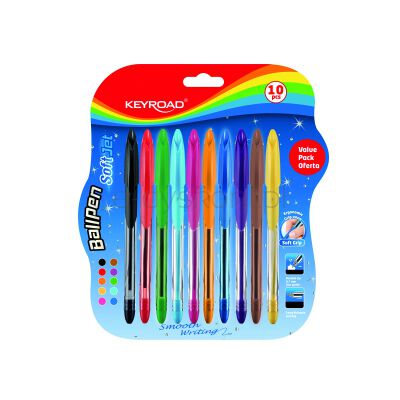 Keyroad Długopis Klasyczny Ball Pen Soft Jet, 0,7Mm, 1 0Szt., Blister, Mix Kolorów