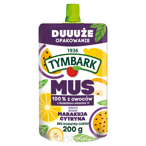 Tymbark Mus 100% Jabłko Banan Marakuja Cytryna 200 G