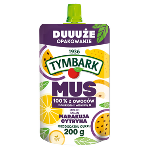 Tymbark Mus 100% Jabłko Banan Marakuja Cytryna 200 G