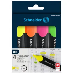 Schneider Zestaw zakreślaczy Job, 1-5 mm, 4 szt., miks kolorów