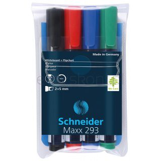 Schneider Zestaw markerów do tablic Maxx 293, 2-5mm, 4 szt., miks kolorów [BIURO]