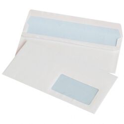 Koperty samoklejące Office Products SK, DL, 110x220mm, 75gsm, 1000szt., z okienkiem prawym 45x90mm, białe