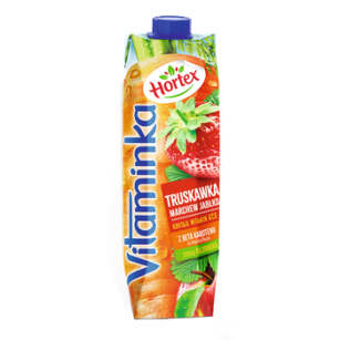 Hortex Vitaminka Jabłko, Marchew, Truskawka Sok Karton 1L