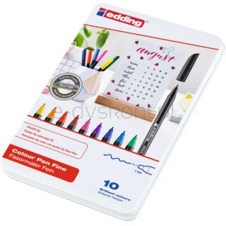 Edding Pisak z cienką końcówką e-1200/10 s 1mm, 10 szt., metalowe pudełko, mix kolorów