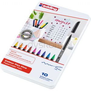 Edding Pisak z cienką końcówką e-1200/10 s 1mm, 10 szt., metalowe pudełko, mix kolorów