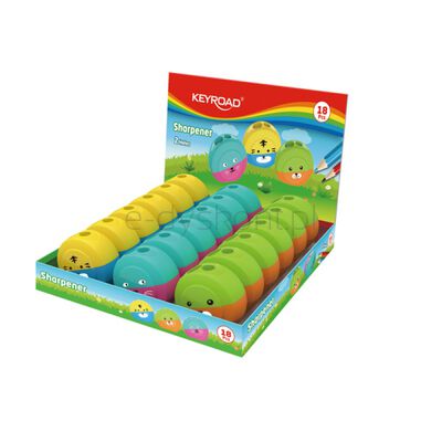 Keyroad Temperówka Speedy Snail, plastikowa, podwójna, display, mix kolorów