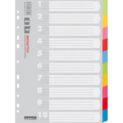 Office Products Przekładki karton, A4, 223x297mm, 10 kart, mix kolorów