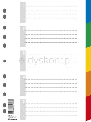 Donau Przekładki  Pp, A4, 225X297Mm, 5+1 Kart, Mix Kolorów
