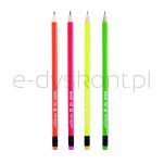 Keyroad Ołówek drewniany z gumką HB, trójkątny, fluoresencyjne, 48 szt., w tubie - 2
