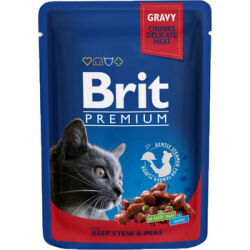 BRIT PREMIUM CAT Adult Wołowina i Groszek 100g (saszetka)