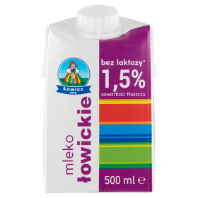 Łowicz Mleko UHT 1,5% 500 Ml Bez Laktozy 