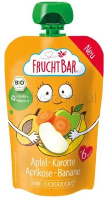 Fruchtbar Mus jabłko, marchew, morela, banan powyżej 6 miesięcy BIO 100 g
