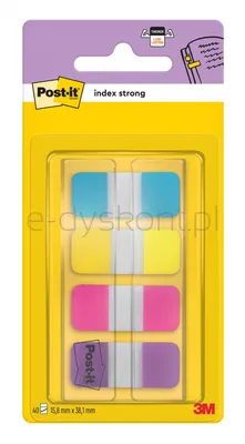 Post-It Zakładki Indeksujące Do Archiwizacji (676-Aypv), Pp, Silne, 15,8X38,1Mm, 4X10 Szt., Mix Kolorów 