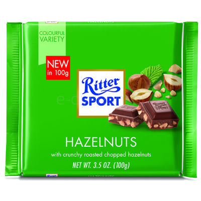 Ritter Sport Czekolada Mleczna z ciętymi orzechami laskowymi 100g