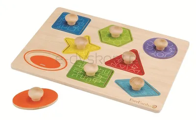 Drewniana układanka z uchwytami kształty od 18m-ca (30x22.5x1.5cm) fsc