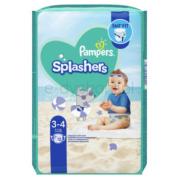 Pampers Splashers, Rozmiar 3-4, 12Jednorazowych Pieluch Do Pływania