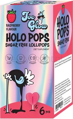 Holopops Lizak Bez Cukru O Smaku Malinowym Z Wit C I D (6Szt) 36G