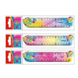 Keyroad Linijka 15 cm, elastyczna, tęczowa, zawieszka, mix kolorów 