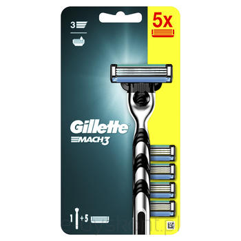 Gillette Mach3 Maszynka Do Golenia Dla Mężczyzn + 5 Ostrzy Wymiennych