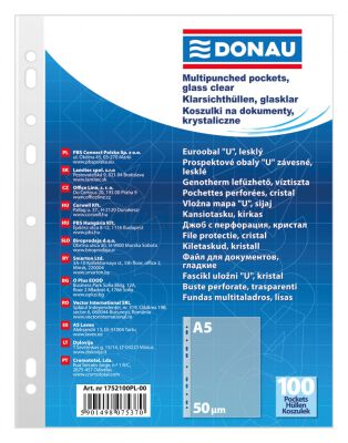 Donau Koszulki na dokumentyPP, A5, krystal, 50mikr., 100szt. [BIURO]