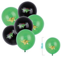 Part Go Zestaw balonów Dinozaury, 30cm, 6 szt., zielono-czarny