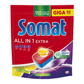 Somat Tabletki do mycia naczyń w zmywarkach All in One Extra Lemon 85 szt. 1411 g