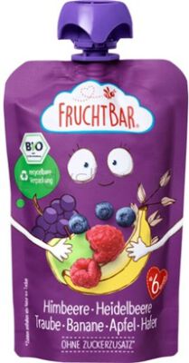 Fruchtbar Mus malina, borówka, winogrono, banan, jabłko, owies BIO 100 g