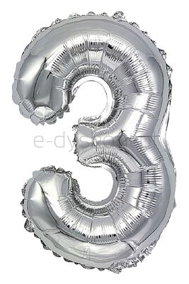 Part Go Balon foliowy cyfra 3, 80cm, srebrny