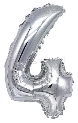 Part Go Balon foliowy cyfra 4, 80cm, srebrny