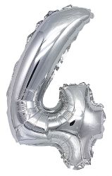 Part Go Balon foliowy cyfra 4, 80cm, srebrny
