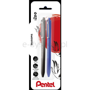 Pentel Długopis Izee Bx467 Czarny + Niebieski 2 Sztuki