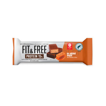 Wafel Fit&Free Protein 15% o smaku słonego karmelu w czekoladzie mlecznej bez dodatku cukrów 40 g