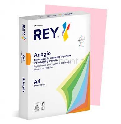 Papier ksero REY ADAGIO, A4, 160gsm, 89 różowy pastel *RYADA160X475 R100, 250 ark.